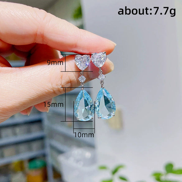 Wholesale Fashion Crystal Zircon Drop Shape Copper Earrings