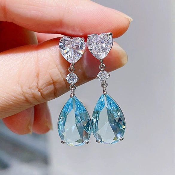 Wholesale Fashion Crystal Zircon Drop Shape Copper Earrings
