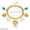 Wholesale Fashion Cute Cartoon Diy Pearl Heart Bow Tie Pendant Gold Plated Stainless Steel Bracelet For Women