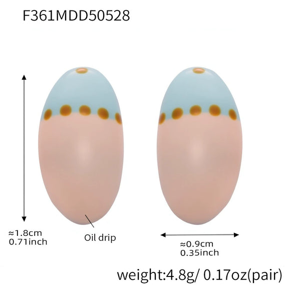 Wholesale Fashion Cute Dopamine Earrings Geometric Stainless Steel Oil Painting Style Electroplated