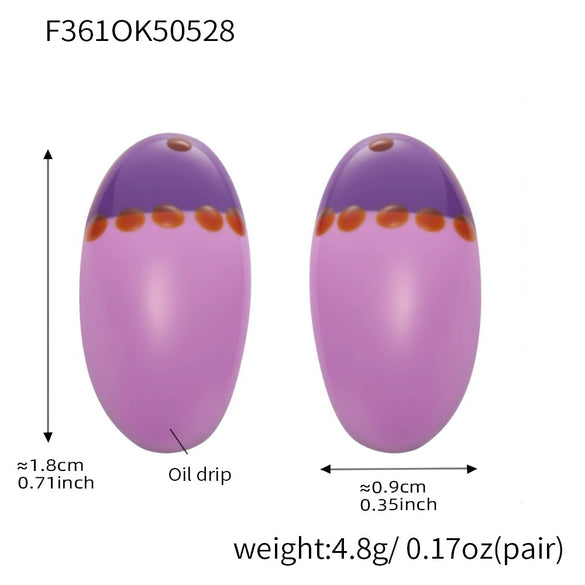 Wholesale Fashion Cute Dopamine Earrings Geometric Stainless Steel Oil Painting Style Electroplated