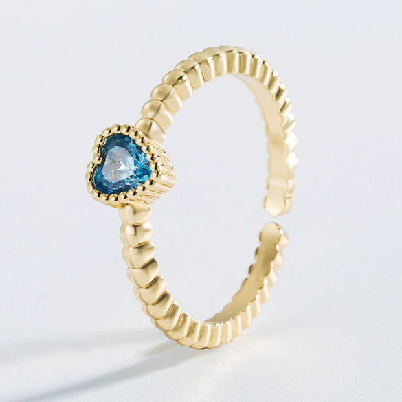 Wholesale Fashion Cute Unisex Heart Shaped Copper Zircon Ring Jewelry
