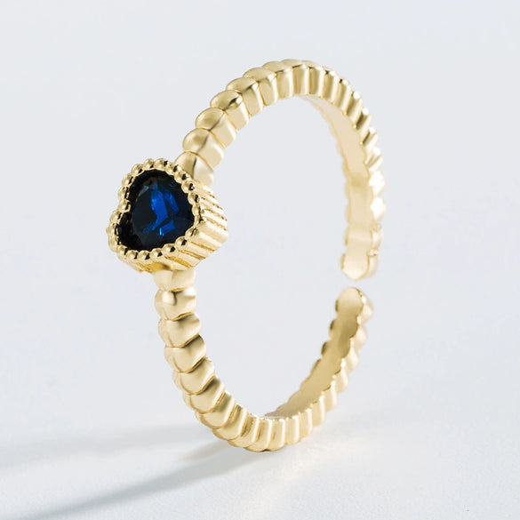Wholesale Fashion Cute Unisex Heart Shaped Copper Zircon Ring Jewelry