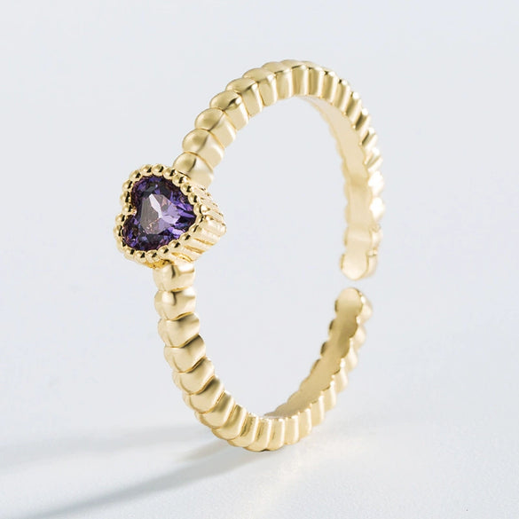 Wholesale Fashion Cute Unisex Heart Shaped Copper Zircon Ring Jewelry