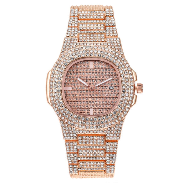 Wholesale Fashion Diamondencrusted Square Dial Metal Strap And Case Women's Watch