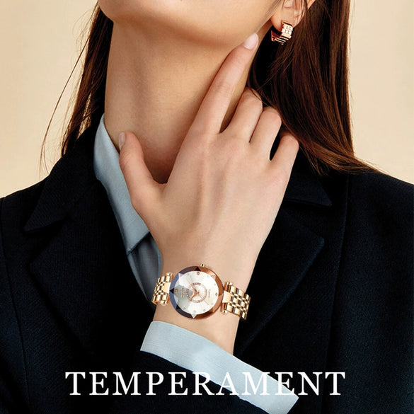 Wholesale Fashion Diamondencrusted Stainless Steel Band Waterproof Quartz Watch For Women With Round Dial And Spiral Crown