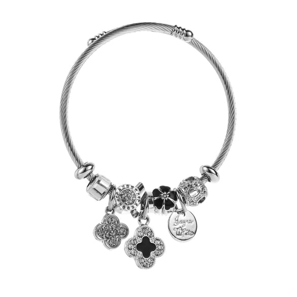 Wholesale Fashion Diy Diamondtreated Stainless Steel And Alloy Bracelet With Flower Pendant For Women
