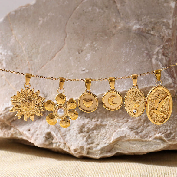 Wholesale Fashion Diy Jewelry Ferris Wheel Pendant Accessories With Natural Geometric Elements Stainless Steel 18K Gold Electroplated