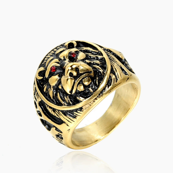 Wholesale Fashion Domineering Stainless Steel Lion Head Ring For Men Titanium Steel Polished