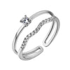 Wholesale Fashion Double Layer Inlay Zircon Ring Copper Geometric Electroplating Jewelry For Women