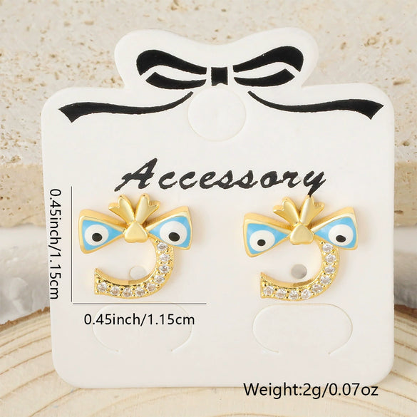Wholesale Fashion Earrings Copper Geometric U Shape Microinlaid Colorful Zircon Electroplating Oil Dripping