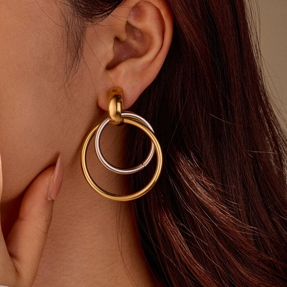 Wholesale Fashion Earrings Stainless Steel Geometric Jewelry For Women With Electroplating