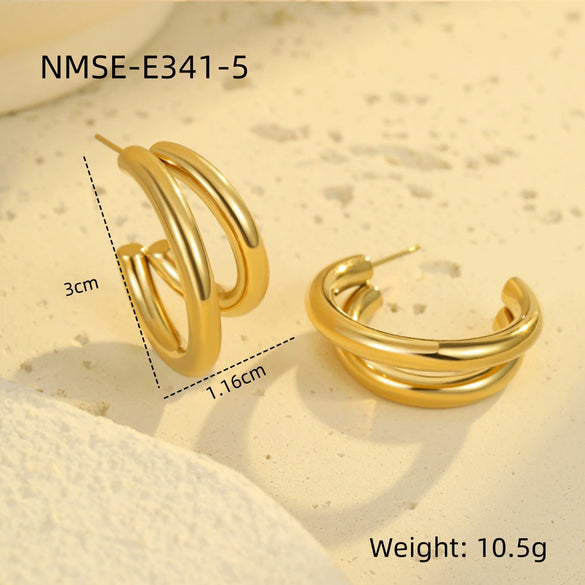 Wholesale Fashion Earrings Stainless Steel Geometric Jewelry For Women With Electroplating