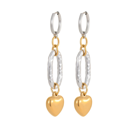 Wholesale Fashion Earrings Stainless Steel 18K Gold Plated Heart Shape Geometric Design