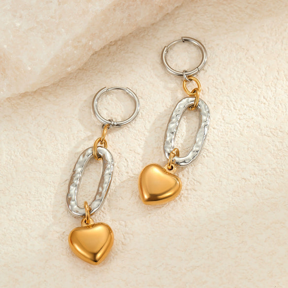 Wholesale Fashion Earrings Stainless Steel 18K Gold Plated Heart Shape Geometric Design