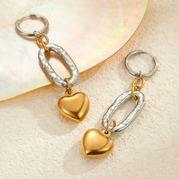 Wholesale Fashion Earrings Stainless Steel 18K Gold Plated Heart Shape Geometric Design