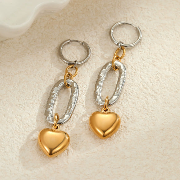 Wholesale Fashion Earrings Stainless Steel 18K Gold Plated Heart Shape Geometric Design