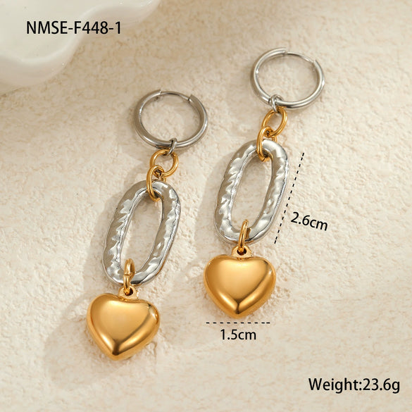 Wholesale Fashion Earrings Stainless Steel 18K Gold Plated Heart Shape Geometric Design