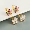 Wholesale Fashion Elegant Flower Earrings For Women Copper Microinlaid Zircon