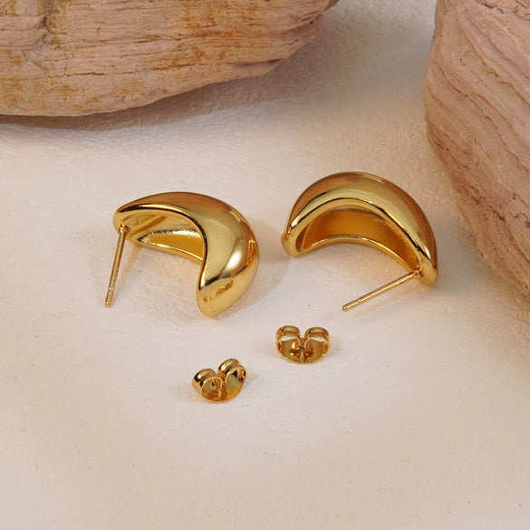 Wholesale Fashion Elegant Light Luxury Geometric Ear Studs Titanium Steel Jewelry Electroplated For Women