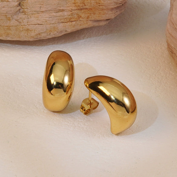 Wholesale Fashion Elegant Light Luxury Geometric Ear Studs Titanium Steel Jewelry Electroplated For Women