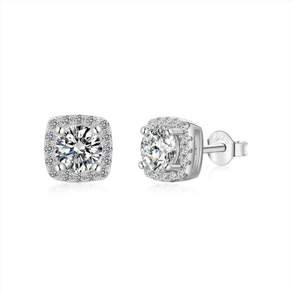 Wholesale Fashion Elegant Luxury Silver Ear Stud Earrings With Geometric Design And Electroplating