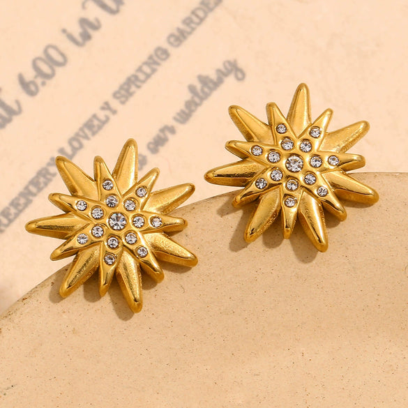 Wholesale Fashion Elegant Niche Highend Women's Stainless Steel Star Pattern Electroplated Earrings