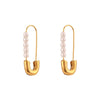 Wholesale Fashion Elegant Stainless Steel Pearl Pin Shape Electroplated Geometry Earrings For Women