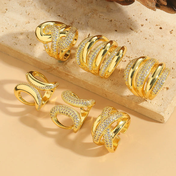Wholesale Fashion Exaggerated Geometric Distressed Copper Ring For Women