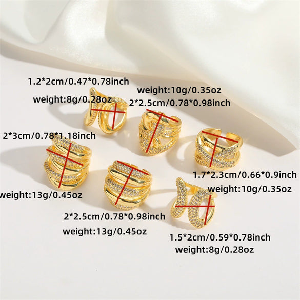 Wholesale Fashion Exaggerated Geometric Distressed Copper Ring For Women