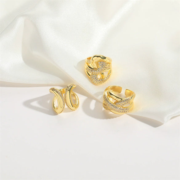 Wholesale Fashion Exaggerated Geometric Distressed Copper Ring For Women