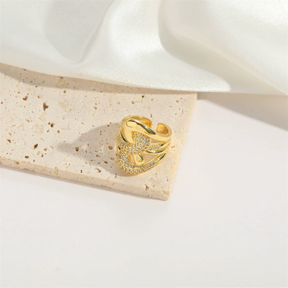 Wholesale Fashion Exaggerated Geometric Distressed Copper Ring For Women