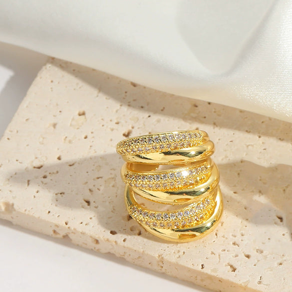 Wholesale Fashion Exaggerated Geometric Distressed Copper Ring For Women