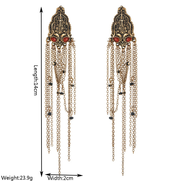 Wholesale Fashion Exaggerated Long Tassel Chain Earrings Alloy Geometric Electroplating For Women