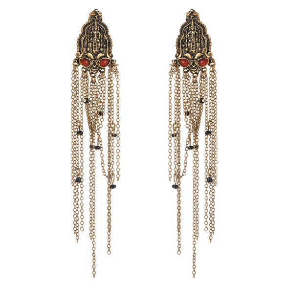 Wholesale Fashion Exaggerated Long Tassel Chain Earrings Alloy Geometric Electroplating For Women