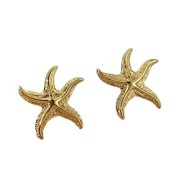 Wholesale Fashion Exaggerated Retro Starfish Stainless Steel Earrings With Electroplating Treatment