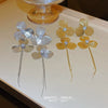 Wholesale Fashion Exaggerated Women's Flower Earrings Copper With Diamond Design