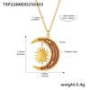 Wholesale Fashion Exquisite Creative Sun Moon Glow Inlaid Zircon Titanium Steel Ring And Clavicle Necklace With Electroplating