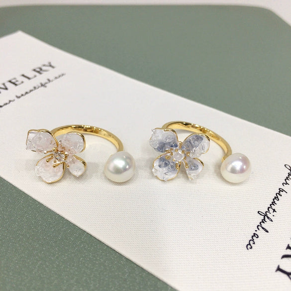 Wholesale Fashion Exquisite Women's Freshwater Pearl Ring With Copper Accessories Flat Round And Rose Buns Round Shapes