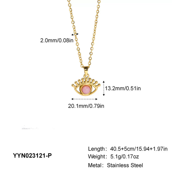 Wholesale Fashion Eyes Pendant Necklace In Stainless Steel With O Word Chain And Pvd Furnace Vacuum Real Gold Plating