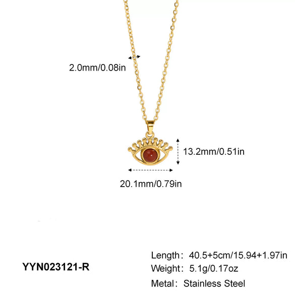 Wholesale Fashion Eyes Pendant Necklace In Stainless Steel With O Word Chain And Pvd Furnace Vacuum Real Gold Plating