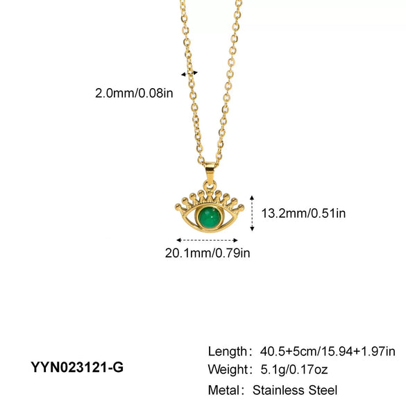 Wholesale Fashion Eyes Pendant Necklace In Stainless Steel With O Word Chain And Pvd Furnace Vacuum Real Gold Plating