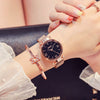 Wholesale Fashion Female Student Round Dial Alloy Case Stainless Steel Strap Star Pattern Watch