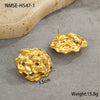 Wholesale Fashion Flower Leaf Titanium Steel Earrings 18K Gold Plated