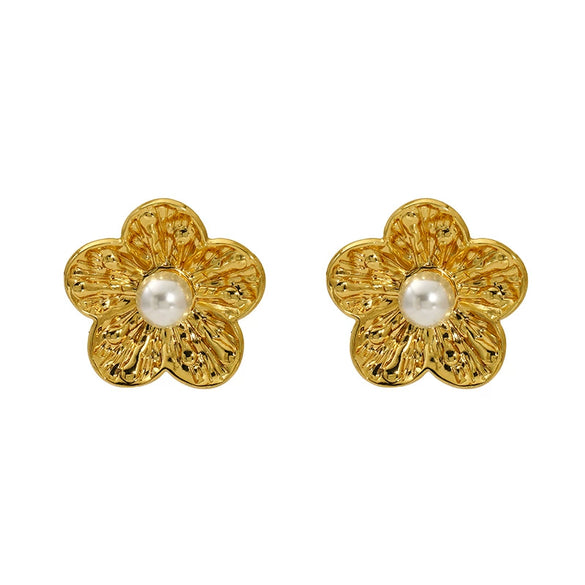 Wholesale Fashion Flower Leaf Titanium Steel Earrings Stainless Steel Gold Plated Water Plated For Women