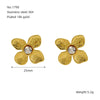 Wholesale Fashion Flower Leaf Titanium Steel Earrings Stainless Steel Gold Plated Water Plated For Women