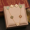 Wholesale Fashion Four Leaf Clover Stainless Steel Necklace Set In Old Money Style