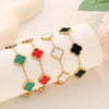 Wholesale Fashion Fourleaf Clover 18K Gold Plated Titanium Steel Motherofpearl Nonfading Women's Bracelet
