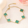 Wholesale Fashion Fourleaf Clover 18K Gold Plated Titanium Steel Motherofpearl Nonfading Women's Bracelet