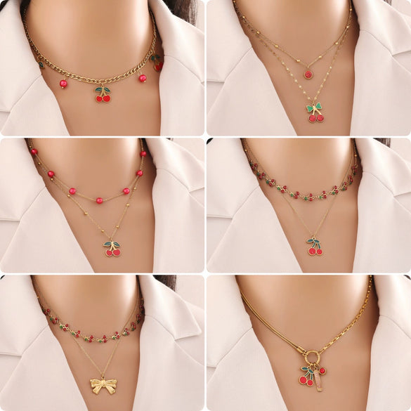 Wholesale Fashion Fruit Shaped Stainless Steel Pendant Necklace With O Chain And Electroplating Treatment For Women
